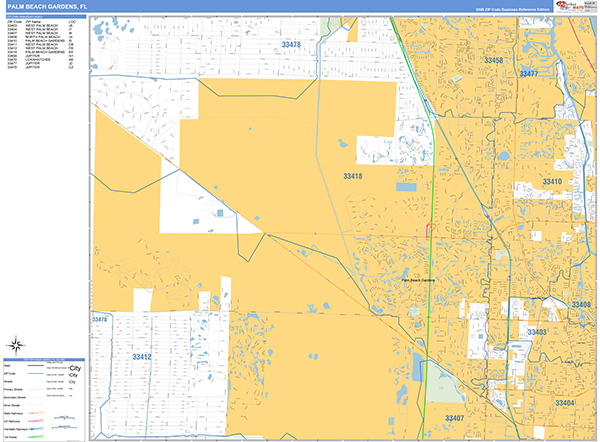 Palm Beach Gardens, FL Zip Code Map
